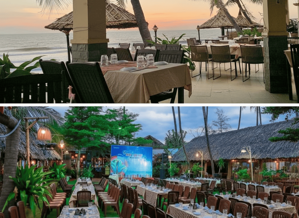 Nhà hàng sở hữu không gian mộc mạc và view biển cực đẹp (Nguồn: Nhà hàng Ngọc Sương)